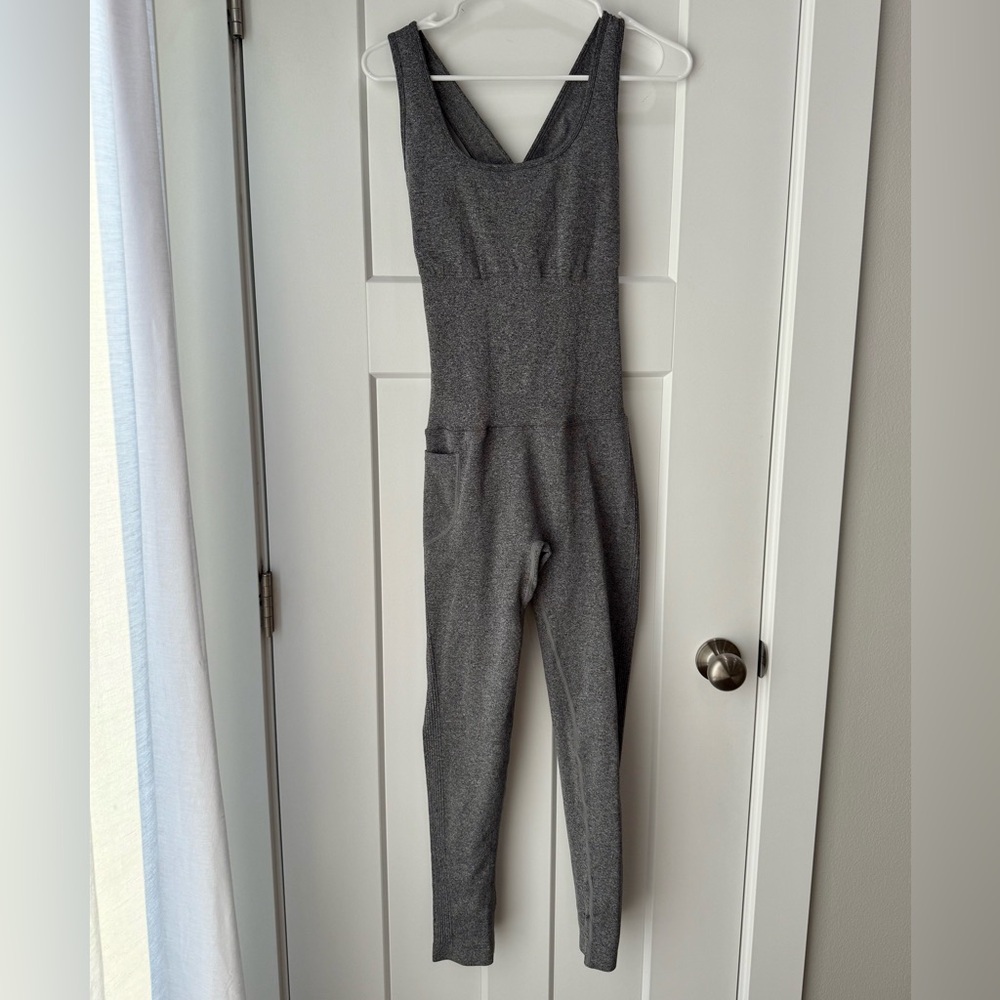 Athletic Jumpsuit Grey Color in Size Large